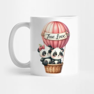 Valentine Panda Bear Couple On Hot Air Balloon Mug